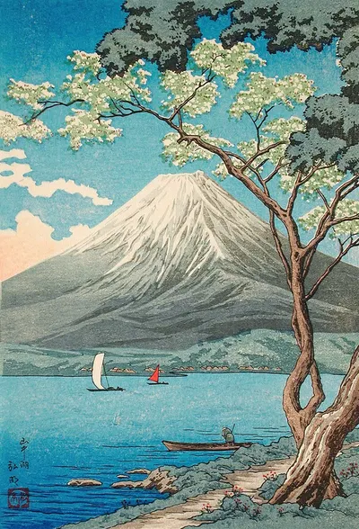 Гора Фудзи с озера Яманака by Такахащи Хироаки, 1936 — digital art print download