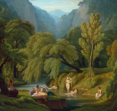 The Bathers, Souvenir of the Banks of the Anio River at Tivoli by Théodore Caruelle d'Aligny, c. 1860 — digital art print…