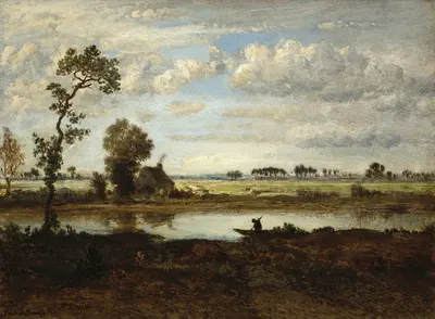 Пейзаж с лодочником by Теодор Руссо, c. 1860 — digital art print download