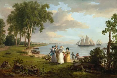 Вид на Делавэр рядом с Филадельфией by Томас Бирч, 1831 — digital art print download