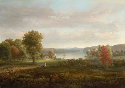 View on the Hudson in Autumn by Thomas Doughty, 1850 — digital art print download