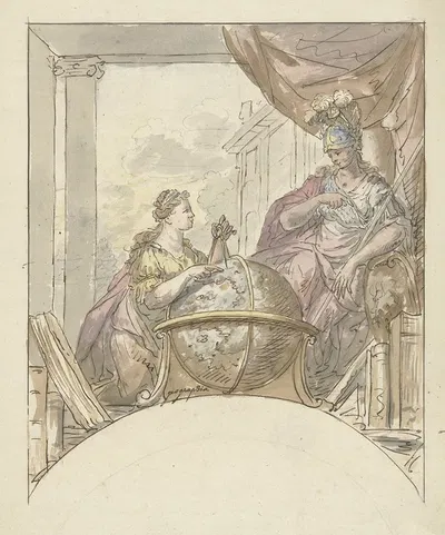 Geographie en Minerva by Элиас ван Неймеген, 1677 - 1755 — digital art print download