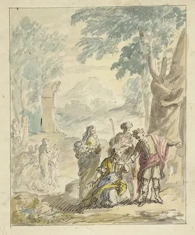 Izaäk ontvangt Rachel by Элиас ван Неймеген, 1677 - 1755 — digital art print download