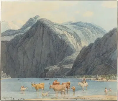 Königsee with the Cliffs of St. Bartholomëe by Wilhelm von Kobell, 1837 — digital art print download