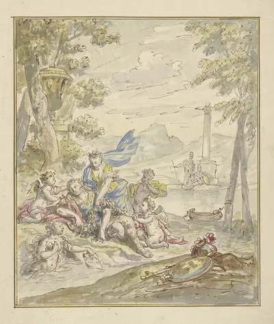 Ontwerp voor een kamerbeschildering met Armida en Rinaldo by Элиас ван Неймеген, 1677 - 1755 — digital art print download