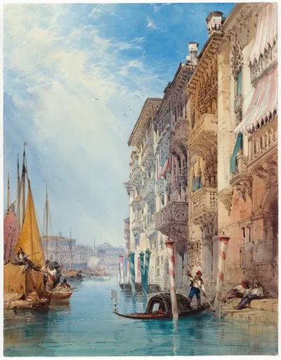 A Gondola on the Grand Canal, Venice by William Callow, 1866 — digital art print download
