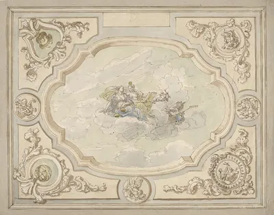 Ontwerp voor een plafondschildering met allegorie op de Waarheid en Gerechtigheid by Элиас ван Неймеген, 1677 - 1755 —…