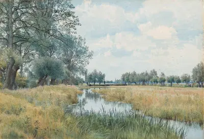 Речной пейзаж недалеко от Сент-Ивса, Хантингдоншир by Уильям Фрейзер Гардн, 1897 — digital art print download