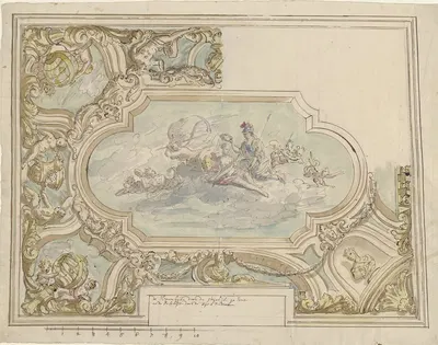 Ontwerp voor een plafondschildering met allegorie op de waarheid by Элиас ван Неймеген, 1677 - 1755 — digital art print…