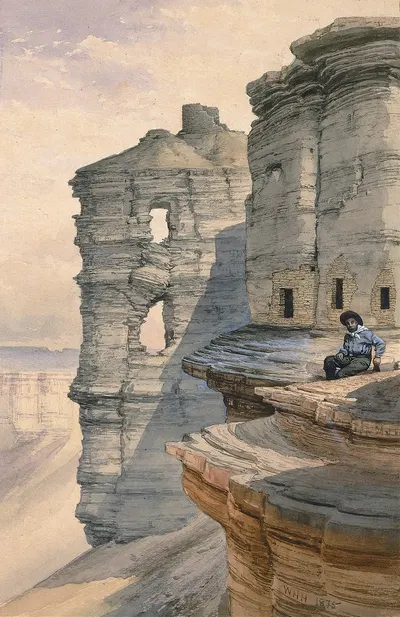 Скальные дома на реке Манкос, Колорадо by Уильям Генри Холмс, 1878 — digital art print download