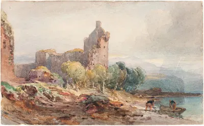 Разрушенный замок на озере by Уильям Лейтон Литч, 1881 — digital art print download