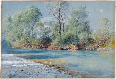 Река Траунштайн на дороге к Эмпфику, Бавария by Уильям Стэнли Хазелтайн — digital art print download