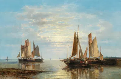 Парусные лодки на спокойном море by Авраам Халк — digital art print download