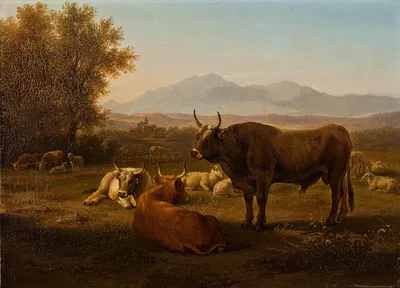 Landscape With Cattle by Abraham Teerlink — digital art print download