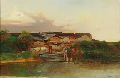 Wehr Am Fluss by Adolf Obermüllner — digital art print download