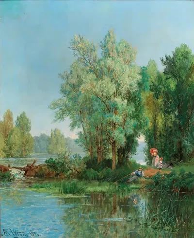 Семейная экскурсия к реке by Александр Рене Верон — digital art print download