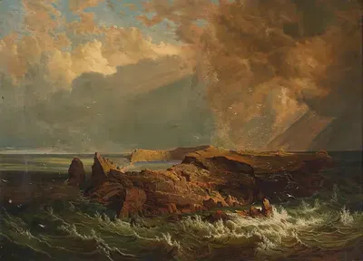 Морская пена на скалистом побережье by Алойс Кирниг — digital art print download