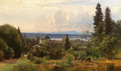 Summer’s Day On Lake Starnberg, Possenhofen Castle In The Foreground by Anders Andersen-Lundby — digital art print download