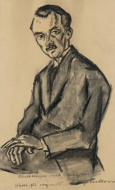 Štúdia sediaceho muža by Gejza Schiller, 1922 — digital art print download