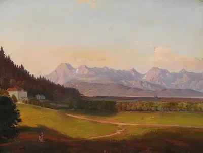 Вилла Радецкого и Альпы Камник в Краине by Антон Карингер — digital art print download