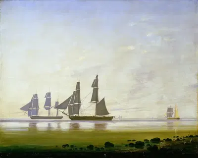 Спокойное утро на море by Антон Мельбе, 1840 — digital art print download