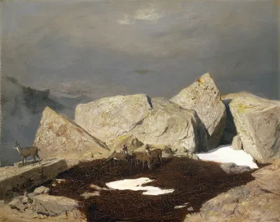 High Mountain Landscape With Chamois by Arnold Böcklin — digital art print download