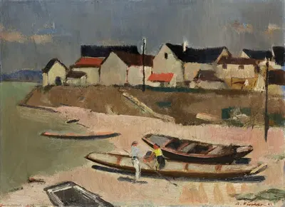 Рыбацкая деревня в регионе Баден by Арнольд Фихтер, 1943 — digital art print download