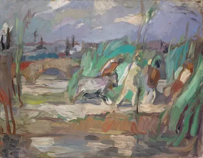 Пейзаж с группой вакханок by Карл Буркхардт, 1911 — digital art print download