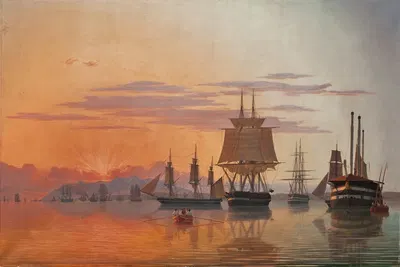 The Frigate Thetis And The Corvette Flora On The River Tagus by Carl Dahl, 1844 — digital art print download