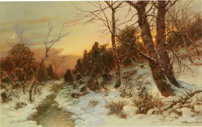 Woodworkers In A Winter Woodland by Désiré Thomassin — digital art print download