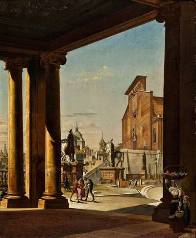 The Capitol In Rome, From The Colonnade Of The Palazzo Dei Conservatori by Ditlev Martens — digital art print download