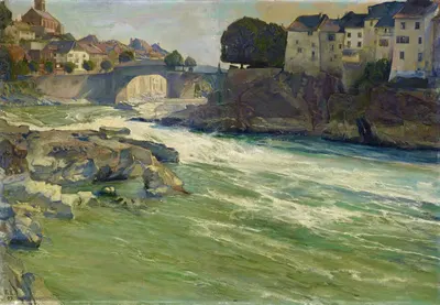 The Rhine At Laufenburg by E. Augusto Lovatti, 1907 — digital art print download