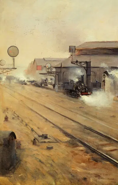 Передача локомотивов на Батиньолях by Эрнест Жан Делайе, 1891 — digital art print download