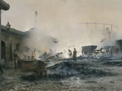 L'usine à gaz de Courcelles by Ernest Jean delahaye, 1884 — digital art print download