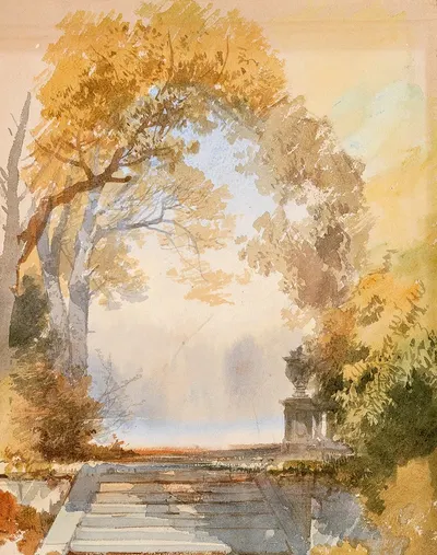 Осенний парк с лестницей by Эрнст Эрвин Эме — digital art print download