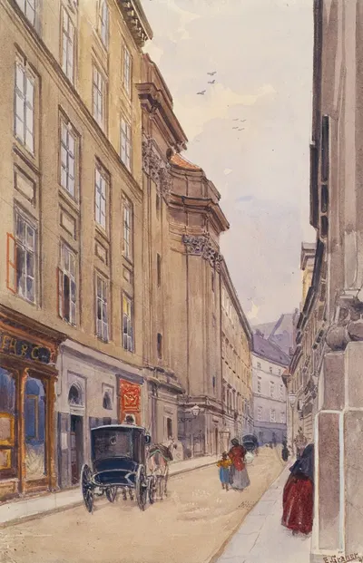 Улица Доротеергассе в Вене с старым складом by Эрнст Гранер, 1890 — digital art print download