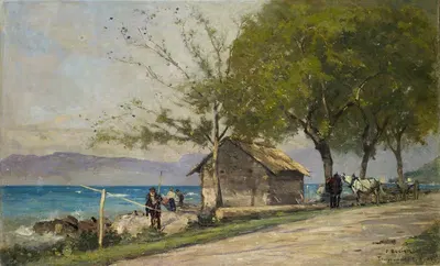 Lakeside Road In Tourronde On Lake Geneva by François Bocion, 1882 — digital art print download