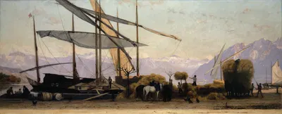 Unloading The Hay In Ouchy by François Bocion, 1867 — digital art print download