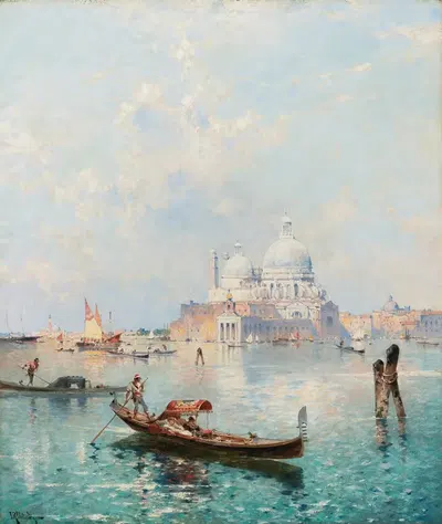 Santa Maria Della Salute On The Grand Canal by Franz Richard Unterberger — digital art print download
