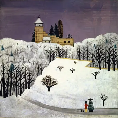 Birseck Castle In The Snow by Fritz Baumann, 1922 — digital art print download