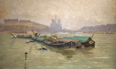 Остров Сен-Луи и Нотр-Дам, виды с моста Остервиц by Жорж-Эмиль Каретт, 1910 — digital art print download