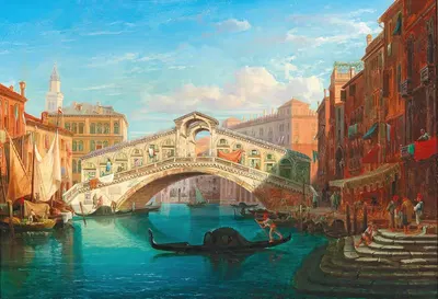 Venice, View Of The Rialto Bridge by Gustaf Wilhelm Palm — digital art print download