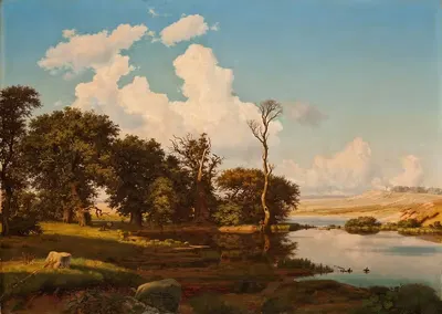 Дубы у пруда by Генрих Бунцен, 1840 — digital art print download