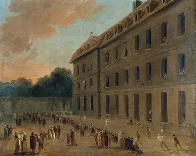 Récréation Des Prisonniers À Saint-Lazare; La Partie De Ballon by Hubert Robert, 1794 — digital art print download
