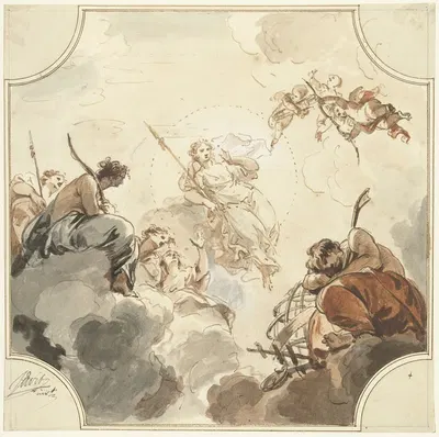 Ontwerp voor een plafondschildering met Diana en Endymion by Якоб де Вит, 1726 — digital art print download