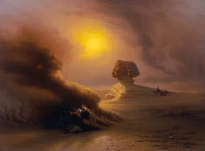 Караван, застигнутый самумом перед Сфинксом by Иоганн Якоб Фрей, 1849 — digital art print download
