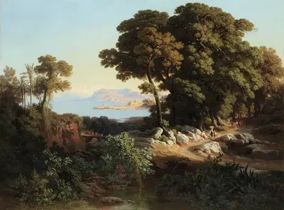 Из окрестностей Монреале, Сицилия by Иоганн Якоб Фрей, 1849 — digital art print download