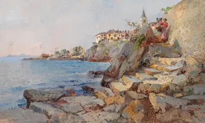 Прибрежный пейзаж в Ловране by Леонтин фон Литтров — digital art print download