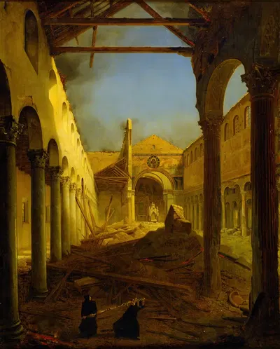 Церковь Сан-Паоло Фуори Ле Мура на следующий день после пожара 1823 года by Луи Леопольд Робер, 1825 — digital art print…