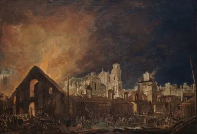 Ярмарка Сен-Жермен во время пожара (ночь с 16 на 17 марта 1762) by Пьер-Антуан Демаки, 1762 — digital art print download